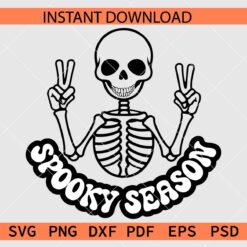 Spooky season Peace sign skeleton SVG, Happy Skeleton Spooky Season SVG