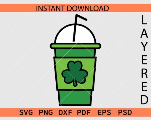 St. Patrick's Day Shake SVG, Clover Leaf  travelling mug SVG