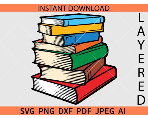 Stack of books SVG, Books Stacked Layered SVG