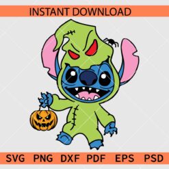 Stitch Halloween Oogie Boogie svg, Oogie Boogie Stitch with Halloween Pumpkin svg