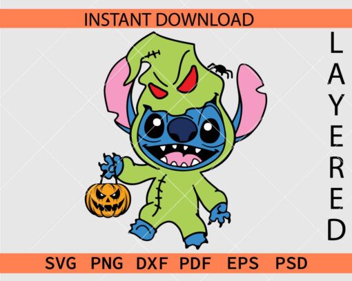 Stitch Halloween Oogie Boogie svg, Oogie Boogie Stitch with Halloween Pumpkin svg