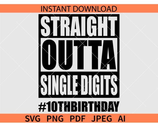 Straight outta single digits SVG, #10thBirthday SVG