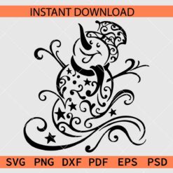 Swirly Snowman SVG, Snowman Flourish SVG