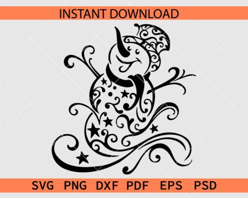 Swirly Snowman SVG, Snowman Flourish SVG