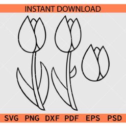 Tulip Flower Coloring Page SVG, Tulip Flower Outline SVG