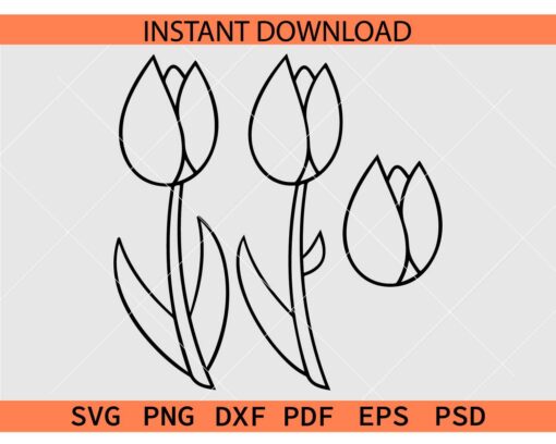 Tulip Flower Coloring Page SVG, Tulip Flower Outline SVG