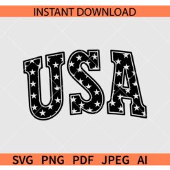 USA varsity font black SVG, Retro USA silhouette SVG, Black 4th July Retro USA SVG