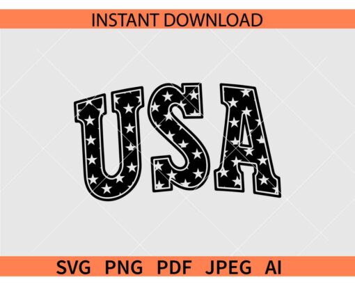 USA varsity font black SVG, Retro USA silhouette SVG, Black 4th July Retro USA SVG