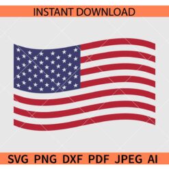 Waving American Flag SVG, Wavy USA Flag SVG, Patriotic Wavy Flag SVG