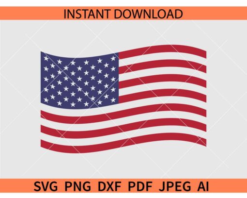 Waving American Flag SVG, Wavy USA Flag SVG, Patriotic Wavy Flag SVG