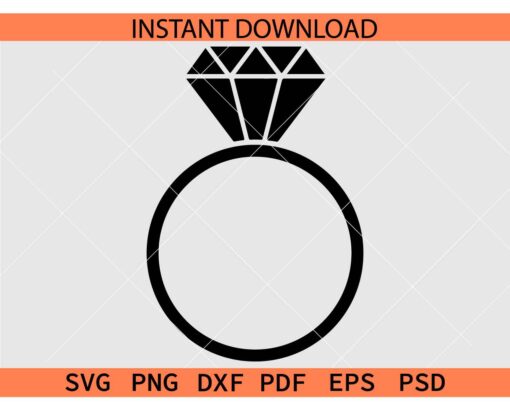 Wedding Bands Black Diamond SVG, Diamond Wedding Rings Silhouette SVG