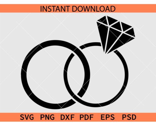 Wedding Bands Diamond SVG, Wedding Rings Diamond SVG