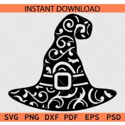 Witch Hat Mandala SVG, Zentangle Witch Hat SVG