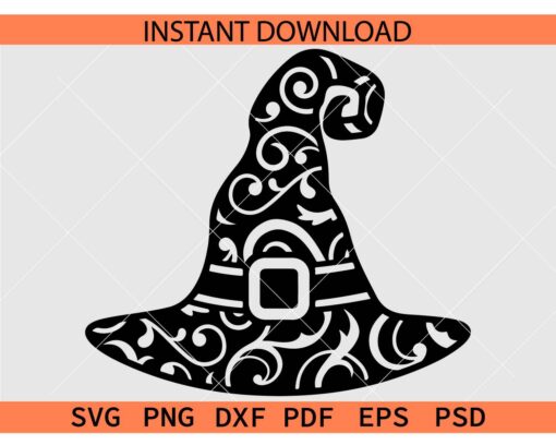 Witch Hat Mandala SVG, Zentangle Witch Hat SVG