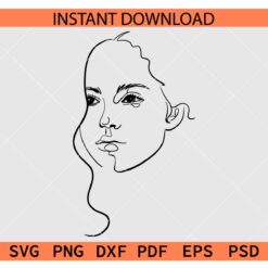 Woman face line art svg, Woman face outline svg