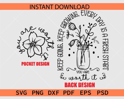 You are Worth It SVG, Floral Positive Aesthetic You are Worth It SVG