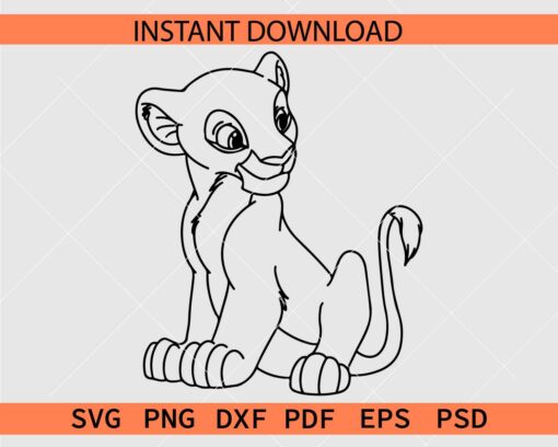 Young Nala Coloring Page SVG, The Lion King Young Nala Coloring Page SVG