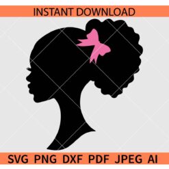  Afro Barbie SVG, Doll with Bow SVG, Doll Silhouette SVG