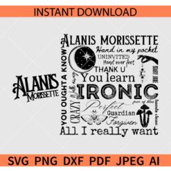 Alanis Morissette SVG, Alanis Morissette Tracklist SVG, The Triple Moon Tour SVG