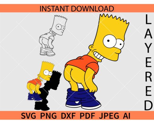 Bart Simpson SVG, Bart Simpsons Butt SVG, Funny Bart Butt SVG