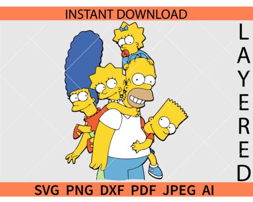 Bart Simpsons family SVG, Layered Bart Simpsons family SVG