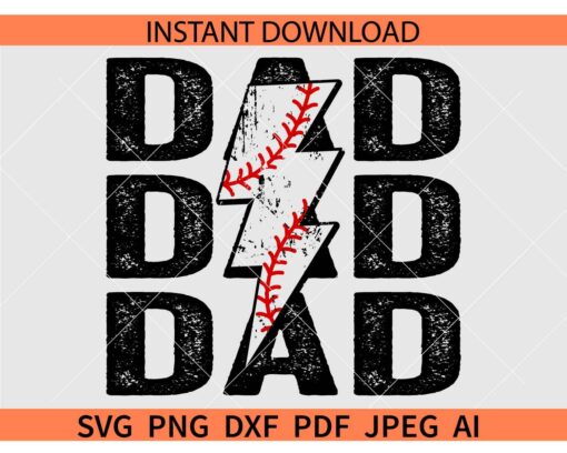 Baseball Dad Lightning Bolt SVG