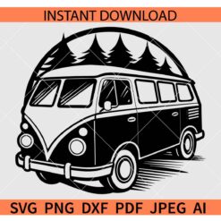 Camper Van Silhouette SVG, Vintage Camper Van SVG, Classic Camper Van SVG