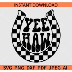 Checkered Yeehaw Horseshoe SVG, Yeehaw Checkered Horseshoe SVG
