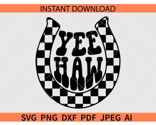 Checkered Yeehaw Horseshoe SVG, Yeehaw Checkered Horseshoe SVG