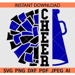 Cheer Megaphone and Pom Pom SVG, Pom Pom Cheer Megaphone SVG