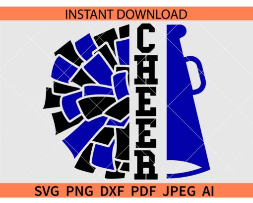 Cheer Megaphone and Pom Pom SVG, Pom Pom Cheer Megaphone SVG