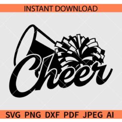 Cheer megaphone Pom Pom SVG, Pom Pom Cheer Megaphone SVG