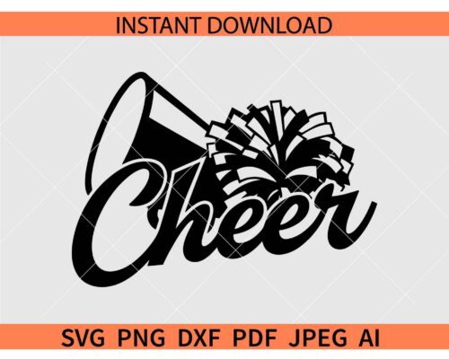 Cheer megaphone Pom Pom SVG, Pom Pom Cheer Megaphone SVG