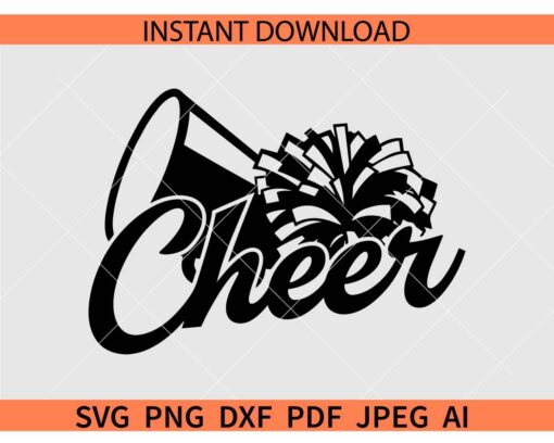 Cheer megaphone Pom Pom SVG, Pom Pom Cheer Megaphone SVG