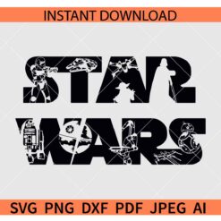 Classic Star Wars Logo with Characters SVG