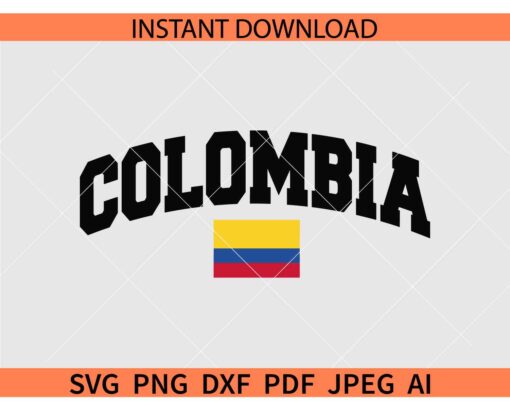 Colombia Flag SVG, Colombia Varsity SVG