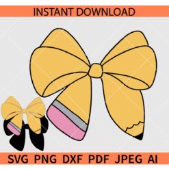 Coquette teacher pencil bow SVG, Pencil Bow SVG PNG