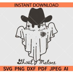 Cowboy Ghost Malone SVG, Ghost with Cowboy Hat SVG