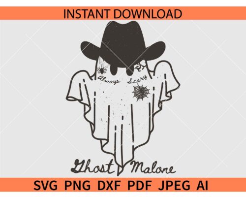 Cowboy Ghost Malone SVG, Ghost with Cowboy Hat SVG