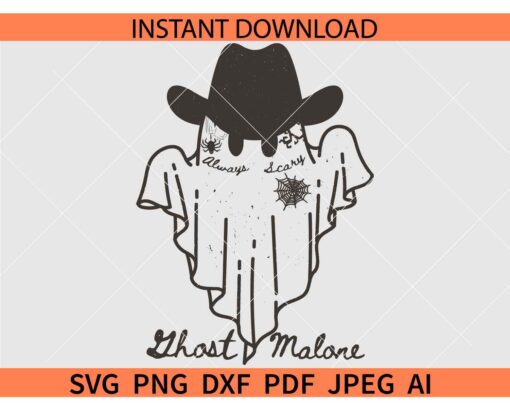 Cowboy Ghost Malone SVG, Ghost with Cowboy Hat SVG
