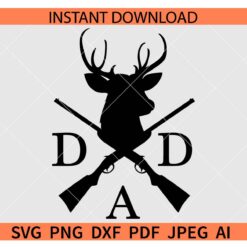 Dad Deer Hunting SVG, Buck Head Gun Dad SVG, Deer Head Cross gun Dad SVG