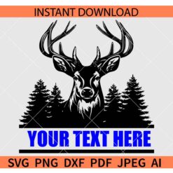 Deer and Palm trees monogram SVG, Deer and trees Name frame SVG