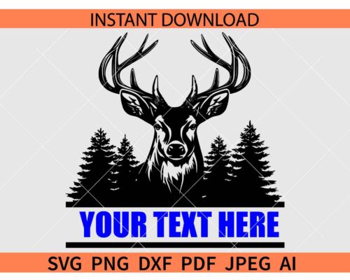 Deer and Palm trees monogram SVG, Deer and trees Name frame SVG