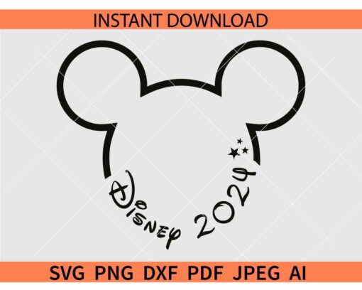 Disney 2024 SVG, Mickey Ears Disney 2024 SVG, Disney 2024 Mickey Mouse SVG