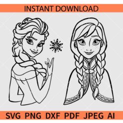 Elsa and Anna SVG, Princess SVG, Frozen Sisters SVG