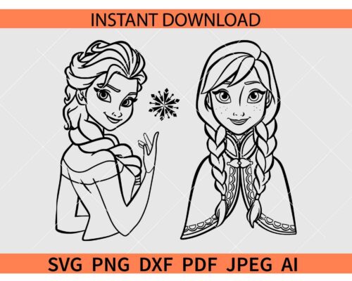 Elsa and Anna SVG, Princess SVG, Frozen Sisters SVG