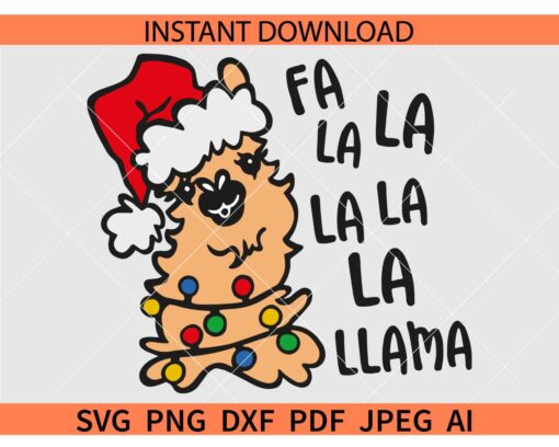 Falala llama SVG, Santa Llama SVG, Falala Christmas llama SVG