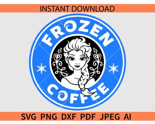 Frozen Coffee Elsa Starbucks Logo SVG, Starbucks Frozen coffee SVG