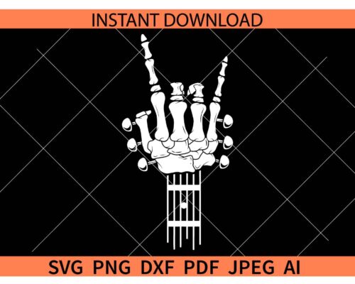 Guitar rock on hand SVG, Rock on Hand Guitar SVG