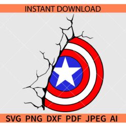 Half cracked Captain SVG, Captain America shield Crushed SVG